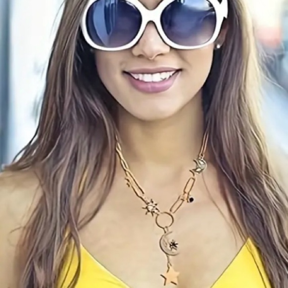 🔵 Celestial Paper Clip Fashion Necklace - Picture 2 of 9